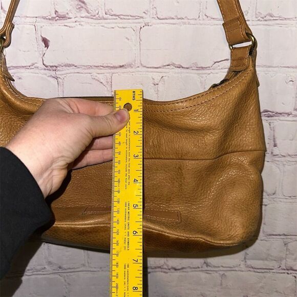 Vintage Fossil Women's Tan Brown Leather Shoulder Bag with Front Flap Pocket - Picture 12 of 14